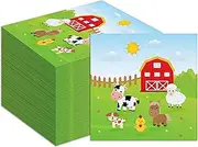 40 PCS Farm Animal Party Napkins, Farm Animal Birthday Happy Paper Napkins for Kids, Baby Shower, Farmhouse Theme Party Tableware Decorations and Picnic Supplies