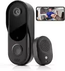 Video Doorbell Camera HD, Wireless Doorbell Camera with Chime, Wireless Operated