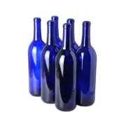 Blue Wine Bottles, Bordeaux/Flint, Flat-Bottomed, Glass Bottle, for Wine Making
