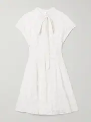 [Zuhair Murad] Zuhair Murad - Tie-detailed Crepe-trimmed Corded Lace Mini Dress - White - FR 42 FR 42 White