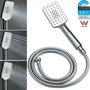WELS Square Ergonomic Hand Held Shower Head Button Switch 3 Spray Modes1.5m hose