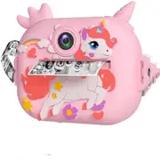 Kids Camera Instant Print,1080P Instant Print Camera with Print Paper & 32G Card,Ideal Christmas Birthday for 3-12 Years Old Girls Boys-Pink