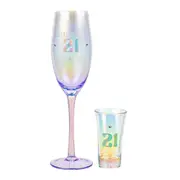2pc LMD 21st Holographic 250ml Champagne/60ml Shot Glass Party Drinking Set