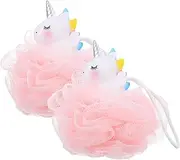 FOMIYES 2Pcs Unicorn Loofahs Kids Bath Sponge Animal Loofah Kids Loofah Girls Bath Sponge Bath Exfoliating Scrubber Bathing Ball