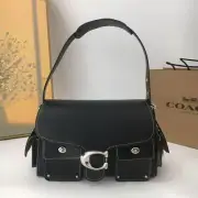 Coach Cargo Turnlock Soft Tabby CU124 Shoulder Bag Black Leather Outlet New