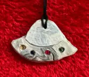 Handmade Spaceship Pendant Necklace with multicolor mini Crystals