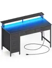 Seventable Computer Desk with Power Outlets & LED Light, 39 inch Home Office ...