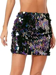 [GRRKDFQ] Women's Lingerie Sets Sequin Skirt Elastic Waist Hip Wrap High Waist Fully Lining Skirt
