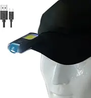 LED Mini COB Flashlight, 800LM Portable Clip-on Cap Light, 500mAh USB Rechargeable Keychain Headlamp with 6 Light Modes 180° Rotatable Hands-Free Hat Flashlight for Hunting Camping Hiking