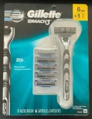 Gillette Mach 3 Mach3 Original HANDLE Shaver Razor Blade +6 Refill Cartridges