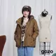 【gozo】◢拉克蘭袖連帽羽絨外套(深卡其_M/L) | 女裝 修身 保暖 短版外套 羽絨外套 冬天外套 連帽外套
