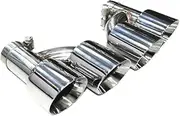 1 Pair H Shaped Dual Exhaust Tip Car Universal Exhaust Tip Stainless Steel Muffler Tips 60mm Inlet Nozzle Exhaust System(ID63MMOD76MM)