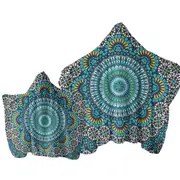 Turquoise White and Yellow Mandala Towel with Hood