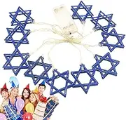 Star of David String Lights | 9.84ft Chanukah Lights Decorations | 20LEDs Hanukkah Decorations, Battery Operated Blue Chanukah Lights for Room Bedroom