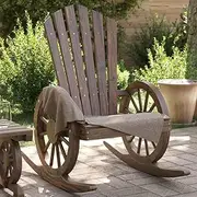 Rocking Adirondack Chair Solid Wood Fir,Adirondack Rocking Chair Solid Fir Wood Outdoor & Garden Chair Outdoor Chair