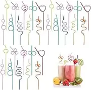 30 Pcs Crazy Straws, Silly Reusable Plastic Loop Curly Drinking Straws for Kids & Adults - Parties, Birthday, Picnic, Juices, Cocktails