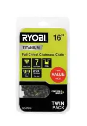 Ryobi 16” Chainsaw Chain Titanium Replacement RCHT216 For RCS2340B - 2 Pack