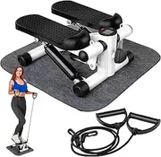 Steppers for Exercise, Portable Stair Stepper with Resistance Bands and Digital LCD Monitor, 30LBS Loading Capacity and Smart Counting, Space Saving & Easy Storage, for Full Body Workout