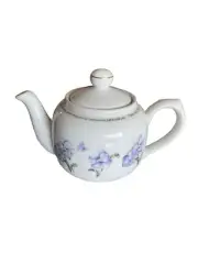 Dayspring Lilac Flower Teapot w/ 4 Teacups and Saucers Psalm 126:3 Verse