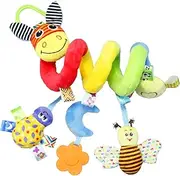 CYZAM Hanging Rattle Baby Toys for Car Seat Crib Mobile 0 3 6 9 12 18 Months, Infant Baby Spiral Plush Toys for Crib Bed Stroller Car Seat Bar