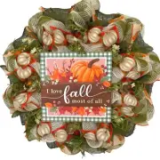 I Love Fall Most Of All Harvest Wreath Handmade Deco Mesh