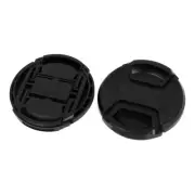 58mm Dia Plastic Front Snap Digital Camera Lens Caps Cover Protector Black 2Pcs