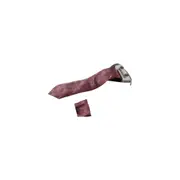 Mens Red And White Houndstooth Checkered Matching Neck Tie, Pocket Square, Cuff Links And Tie Clip Set