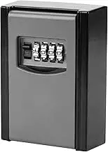 Key Storage Box, Wall Mounted Safety Lock, Large Space, 4 Digit Combination, Waterproof, Dust-proof, for Emergency Entry (Gray)