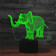 Elephant Shape 3D Colorful LED Vision Light Table Lamp, Black background + colorful: touch switch Version