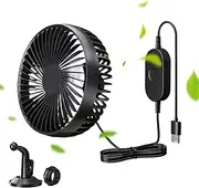 USB Car Fan - 3 Speeds Truck Fan - Quiet And Powerful Blower, Adjustable Air Circulation For Truck RV Camping Automobile Home