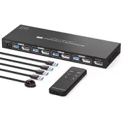 Displayport KVM Switch 1 Monitor 4 Computers 8K@60Hz Displayport KVM Switches...