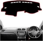 Non-Slip Dash Mat Car Dashmat Dashboard Cover Mat Pad Sun Shade Protect Carpet Rug for V&W for Polo MK5 2009 2010 2011 2012-2017(Right Hand Drive,Red Edge)