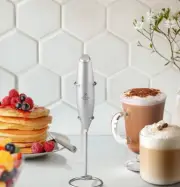 Zulay High Powered Milk Frother Electric Handheld Foam Maker Silver Chrome