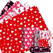 12Pcs Valentine Premium Kraft Gift Wrap Paper,Heart Love Pattern Wrapping Paper