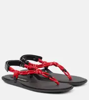 [Miu Miu] Miu Miu Riviere leather-trimmed thong sandals AU 6 red