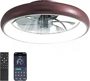 UOSR Ceiling Fans with Lights and Remote, 19.69'' Low Profile Flush Mount Ceiling Fan with Lights, 6 Wind Speeds, Modern Dimmable LED Ceiling Fan, Smart Ceiling Fan for Bedroom, Kids Room (Brown)