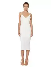 BEC & BRIDGE ELLETTE PLUNGE DRESS IVORY SIZE 6