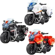 SHDIEHJFMLDH 3 Pcs Police Motorcycle Toy, Pull Back Toy Motorcycle, Toy Motorcycles for Boy (Red, Black, White)