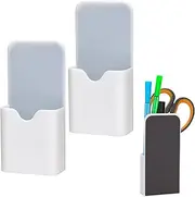 2pcs Magnetic Pen Marker Holders, Dry Erase Marker Magnetic Cup Holder Organizer Home Office Supplies for Refrigerator Whiteboard Locker (White)