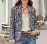 NWT Sundance Blazer Blue Matisse Floral Small