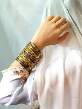 原創印度手鐲女輕奢小眾鍍金夸張民族風異域肚皮舞手鏈手環飾品潮