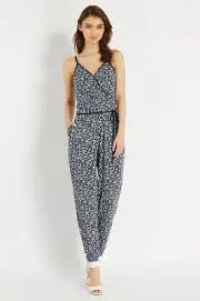 Oasis Leaf Print Sporty Jumpsuit L