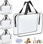 4 Packs Toy Storage Bags with Zipper, Clear PVC Organizing Bags, Portable Handheld Toy Storage Organizer, Waterproof Kids Zippered Toy Organizing Bags for Building Blocks Board Games Toys