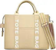 [Herald] Medium Tote Bag for Women, Canvas Totes Handbag Satchel Shoulder Purse with Zipper for Work, Travel