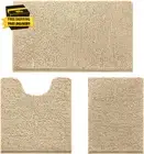 3 Pieces Bathroom Rugs, Ultra Soft Non Slip Absorbent Chenille Toilet Bath Mat S