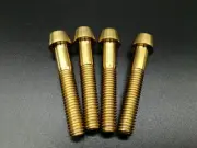 4pcs M6x35mm Taper Head Titanium / Ti Bolt Fit Headset Cap & Brake Mount Gold