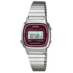 CASIO 經典復古風數位女腕錶(LA670WA-4)-酒紅框/24.6MM