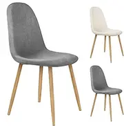[ALFORDSON] Dining Chairs Set of 4 Chenille Upholstery, Kitchen Chair Aspen Series, Metal Legs & Floor Protector, Reading Seating for Home Cafe Coffee Table, Max 150kg, Grey