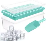 Silicone Ice Cube Tray with Lid and Bin - Aqua