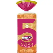 Wonder 5 Star Soft White High Fibre Bread Loaf 680g